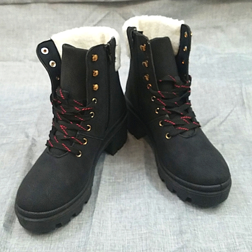 Olivia Miller black heeled Combat ankle Boots size 7.5